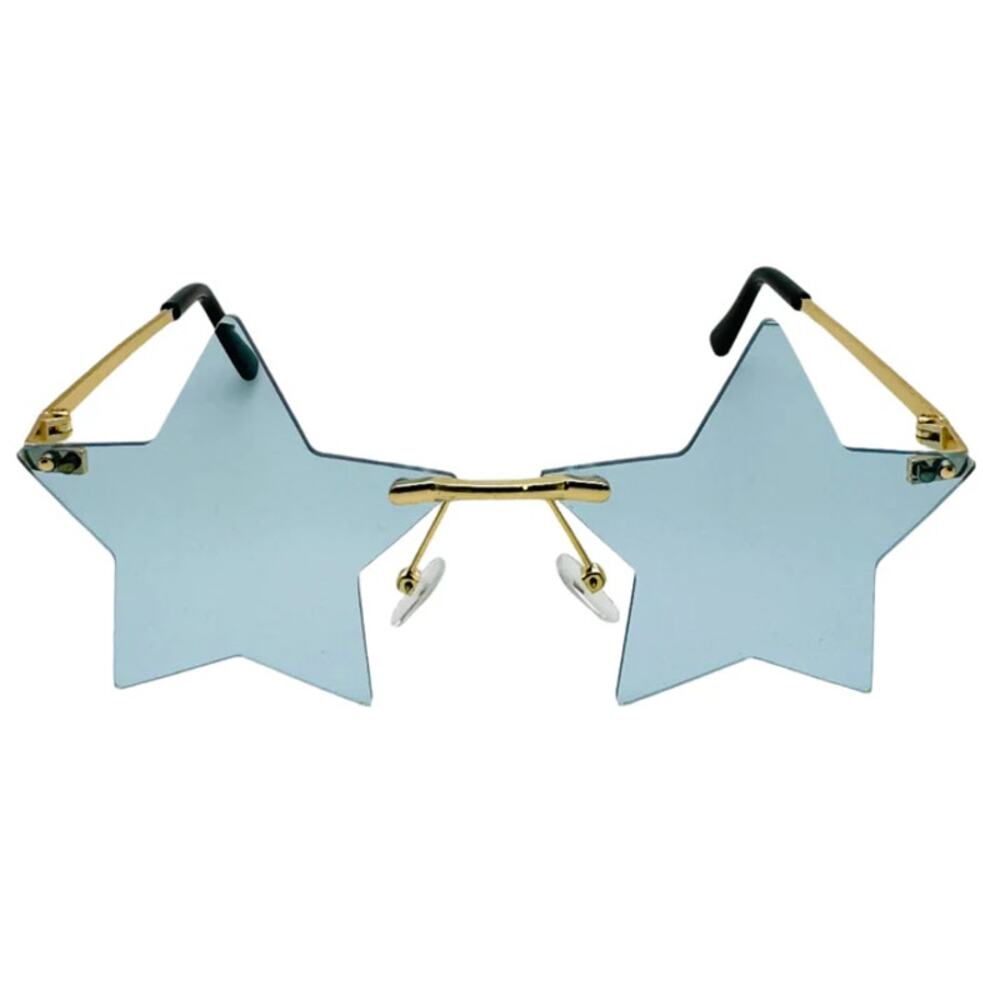 6077 | Blue Rimless Star Novelty Sunglasses - Picture 1 of 5